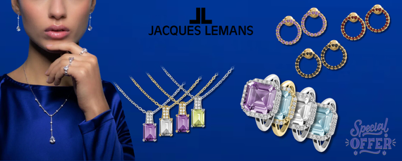 Jacques Lemans Schmuckset mit vergoldeten Ringen, Ohrringen und Anhängern – edle Designs mit farbigen Steinen für Damen