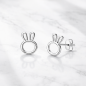 Preview: 925 Sterling Silber Hasen Ohrstecker Damen – Zirkonia – Rhodiniert – Süße Hase Ohrringe Silber 8 mm