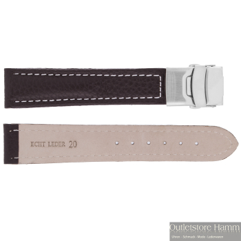 Preview: Uhrenarmband 'Freiburg' 22mm dunkelbraun Leder Faltschließe 115AD-341-WN 02