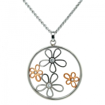 CEM 4-203154-001 ST-00061C Edelstahl Collier mit Blüten | 60 cm