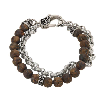 CEM 4-203280-001 ST-00130B Edelstahl Armband | 2-reihig mit Erbskette