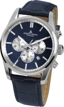 Jacques Lemans 42-6.1B Herren Uhr Edelstahl Leder 10Bar Quarz