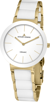 Jacques Lemans 42-7F Uhr Damen Edelstahl Ceramic Quarz 10Bar