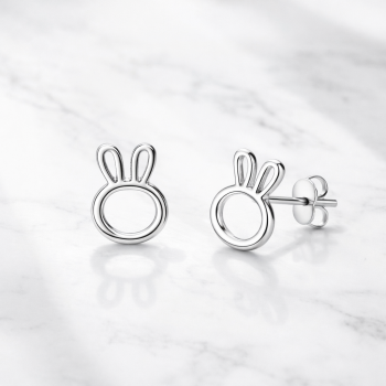 925 Sterling Silber Hasen Ohrstecker Damen – Zirkonia – Rhodiniert – Süße Hase Ohrringe Silber 8 mm