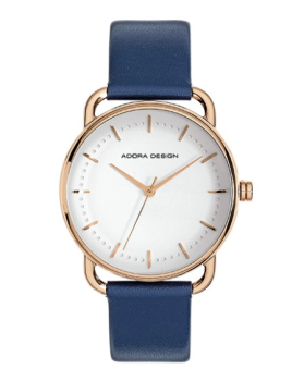 Adora AD8395 Damenuhr mit roségoldenem Edelstahlgehäuse und braunem Lederarmband – klassische Quarzuhr mit Seiko-Werk