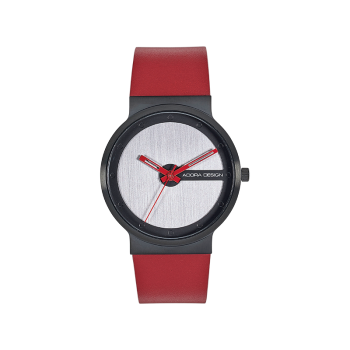 Adora AD8426 Herrenuhr mit rotem Lederarmband und Edelstahlgehäuse