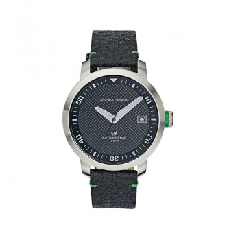 Adora AD8621 Herren Quarzuhr mit schwarzem veganem Lederarmband und Edelstahlgehäuse