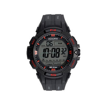 Adora AL3533 Herren-Digitaluhr mit Kunststoffgehäuse, Chronograph, Alarm, Timer, zweiter Zeitzone und 10 Bar Wasserschutz – funktional & sportlich.