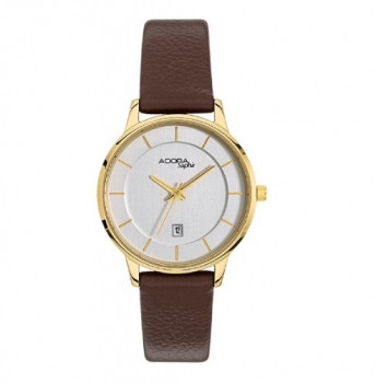 Adora AS4534 Damenuhr mit Saphirglas, Edelstahlgehäuse und Lederarmband