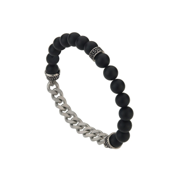 CEM 4-203276-001 ST-00126B Edelstahl Armband mit Onyx Kugeln