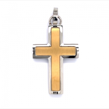 CEM 4-203288-001 ST-00136A Damen Herren Unisex Anhänger Kreuz Edelstahl bicolor