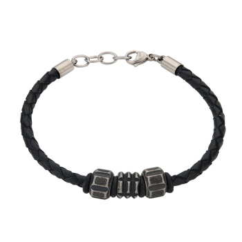 CEM 4-203427-001 ST-00200B Armband Leder Edelstahl 18,5 cm + 2,5 cm