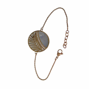 CEM 4-202893-001 ST9-129B Armband Damen Edelstahl rose Perlmutt Zirkonia 17+2cm