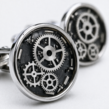 Preview: Herren Manschettenknöpfe Edelstahl Zahnräder Ø 18 mm [CEM 4-202995-001 ST9-169M]
