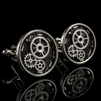Preview: Herren Manschettenknöpfe Edelstahl Zahnräder Ø 18 mm [CEM 4-202995-001 ST9-169M]