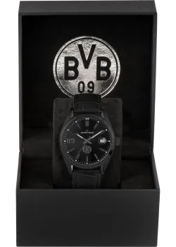 Preview: Jacques Lemans BVB-02 Uhr Herren Edelstahl Leder schwarz Quarz