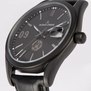 Jacques Lemans BVB-02 Uhr Herren Edelstahl Leder schwarz Quarz