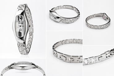Preview: Q&Q by Citizen Damen Armbanduhr F167 204Y Edelstahl Quarz Strass Uhr elegant