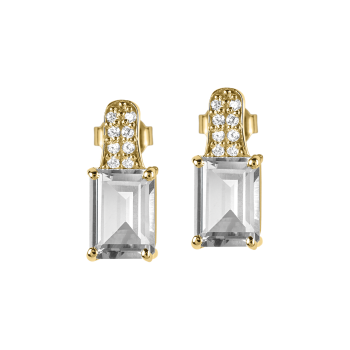 Jacques Lemans - Damen Ohrstecker Sterlingsilber vergoldet mit White Topaz - SE-O114F