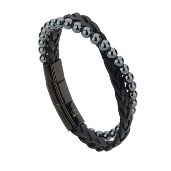 CEM ST9-024B 4-202645-001 Damen Leder-Armband mit Hämatit 21+1cm