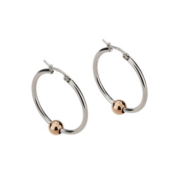 CEM ST9-052O 4-202739-001 Edelstahl Creolen Ohrringe mit Kugel rosé