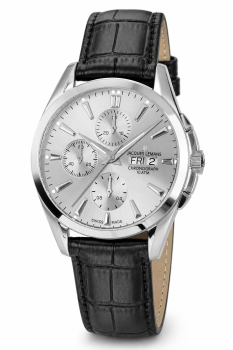 Preview: Jacques Lemans Chronograph Lederarmband 21 mm Schwarz Kroko Ersatzband