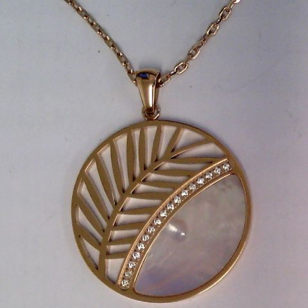 CEM 4-202894-001 ST9-129C Damen Halskette Collier mit Anhänger Edelstahl rose Zirkonia Perlmutt 45+5cm