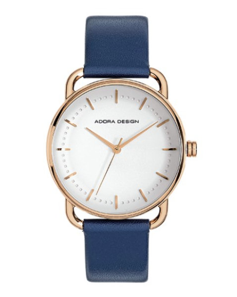 Adora AD8395 Damenuhr mit roségoldenem Edelstahlgehäuse und braunem Lederarmband – klassische Quarzuhr mit Seiko-Werk