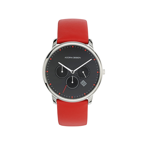 Adora AD8309 Herrenuhr mit 42 mm Edelstahlgehäuse, Lederband, Mineralglas und 3 Bar Wasserschutz – klassisch & langlebig.