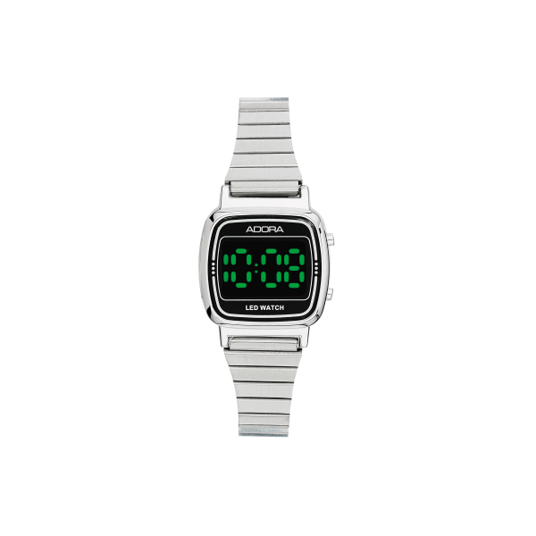 Adora AB6613 Kinder Digitaluhr mit Metallgehäuse, Edelstahlarmband, Mineralglas und Schiebeschließe – 3 Bar wasserdicht und kindgerecht.