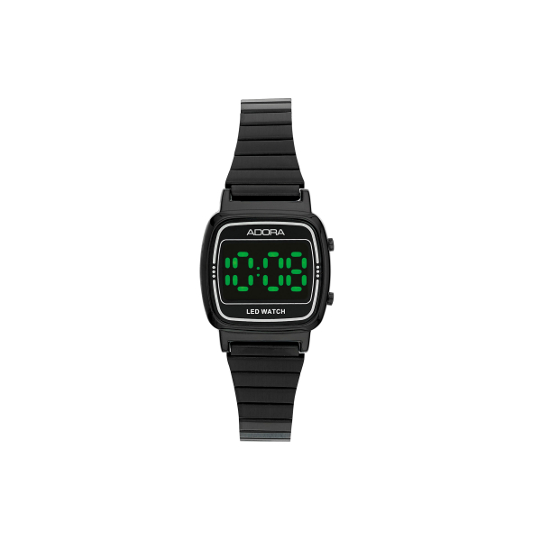 Adora AB6616 Kinder Digitaluhr mit Metallgehäuse, Edelstahlband, Mineralglas und Schiebeschließe. 3 Bar wasserdicht – ideal für Alltag und Schule.