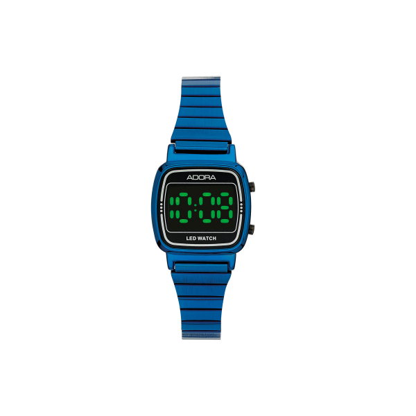 Adora Basis AB6615 Kinder Digitaluhr mit Metallgehäuse, Edelstahlarmband, Mineralglas und Schiebeschließe. 3 Bar wasserdicht – ideal für Alltag & Schule.