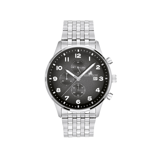 Adora Nautic AN2321 Herren-Chronograph mit Edelstahlgehäuse, silberfarbenem Armband und 10 bar Wasserdichtigkeit