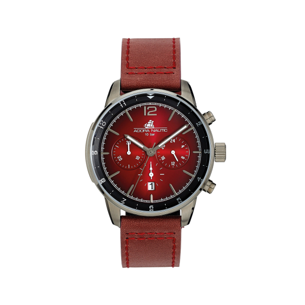 Adora Nautic AN2325 1-205699-001 Herren Uhr Chronograph Edelstahl Leder Quarz 10Bar