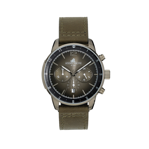 Adora Nautic AN2326 Herren Chronograph mit Edelstahlgehäuse, Lederarmband, Mineralglas und 10 Bar Wasserdichtigkeit – sportlich, elegant und funktional.