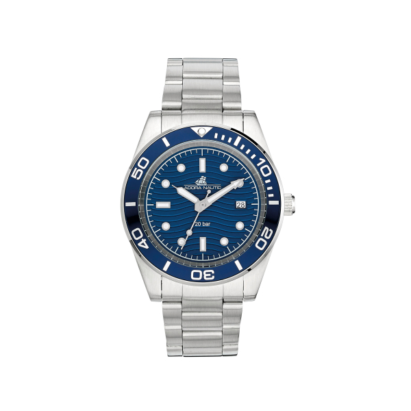 "Adora Nautic Herrenuhr AN2347 mit silbernem Edelstahlgehäuse, Mineralglas, Edelstahlarmband und Faltschließe, wasserdicht bis 20 Bar"