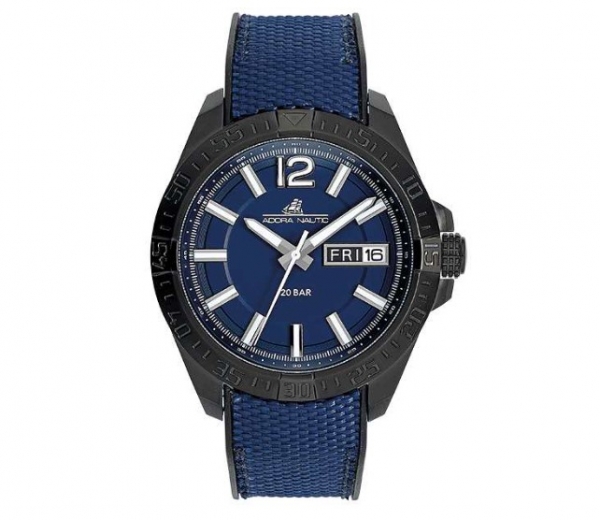 "Adora AN2186 Herrenuhr mit verschraubter Krone, Edelstahlgehäuse, Silikon-Nylon-Armband, Mineralglas und Quarzwerk – wasserdicht bis 20 Bar"