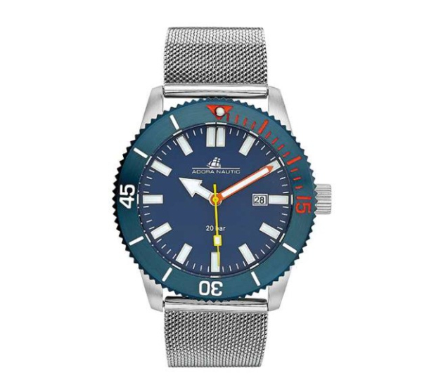 Adora AN2190 Herrenuhr mit Edelstahlgehäuse, verschraubter Krone, Mineralglas, Schiebeschließe mit Sicherheitsbügel – 20 Bar wasserdicht.