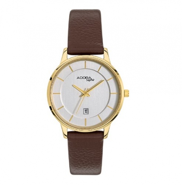 Adora AS4534 Damenuhr mit Saphirglas, Edelstahlgehäuse und Lederarmband