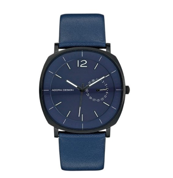 Adora AD8520 Herrenuhr mit Edelstahlgehäuse, schwarzem Lederarmband und Quarzwerk – 5 Bar wasserdicht