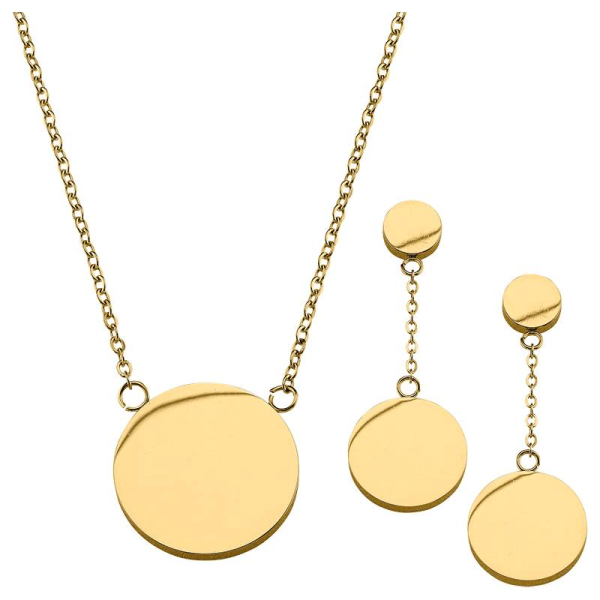 CEM 4-202813-001  BGTE6226 Schmuckset Damen Ohrringe Ohrpendel Halskette Ankerkette Edelstahl gelb