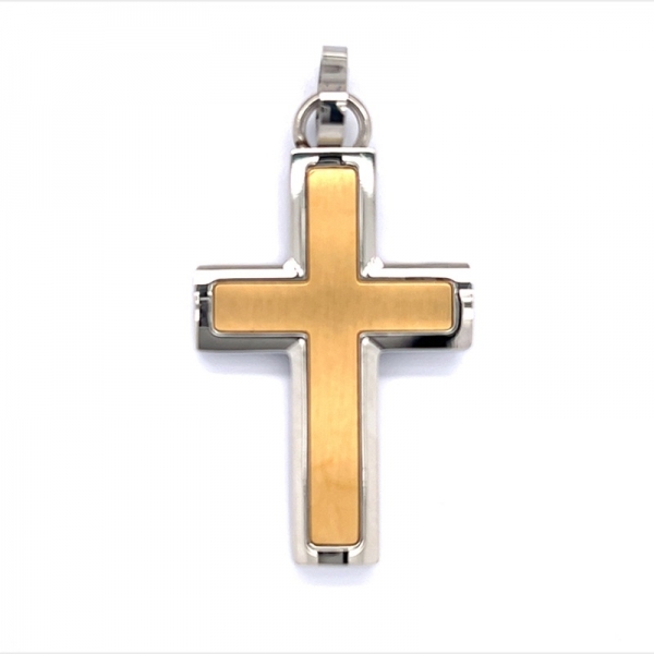 CEM 4-203288-001 ST-00136A Damen Herren Unisex Anhänger Kreuz Edelstahl bicolor