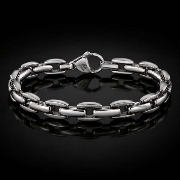 Titan Armband Herren Silber Poliert – Massives Titanarmband 7mm mit Karabinerverschluss CEM [ PTS760 ]