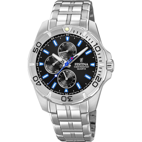 FESTINA HERREN UHR F20445/6 Edelstahl Leder Chronograph