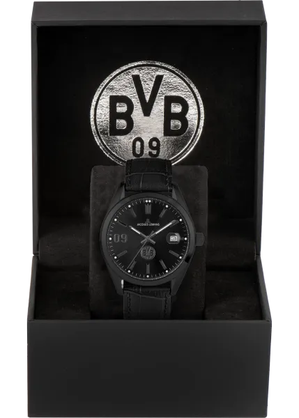 Jacques Lemans BVB-02 Uhr Herren Edelstahl Leder schwarz Quarz
