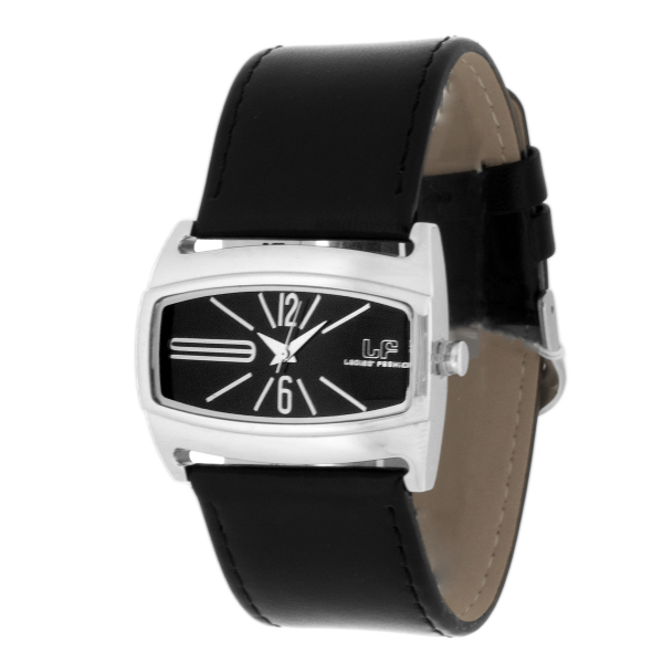 Adora LF6242 Damen Quarzuhr mit eckigem silberfarbenem Edelstahlgehäuse, schwarzem Lederarmband, Mineralglas und 3 Bar Wasserdichtigkeit – elegant & modern.