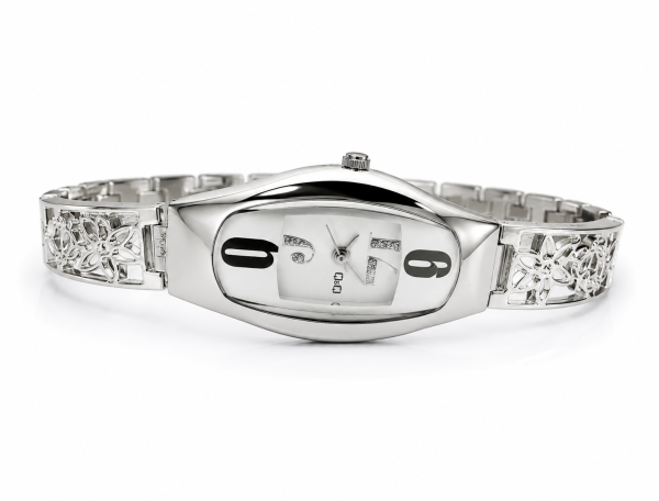 Q&Q by Citizen Damen Armbanduhr F167 204Y Edelstahl Quarz Strass Uhr elegant