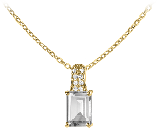 Jacques Lemans - Damen Kette Sterlingsilber vergoldet mit White Topaz - SE-C114F