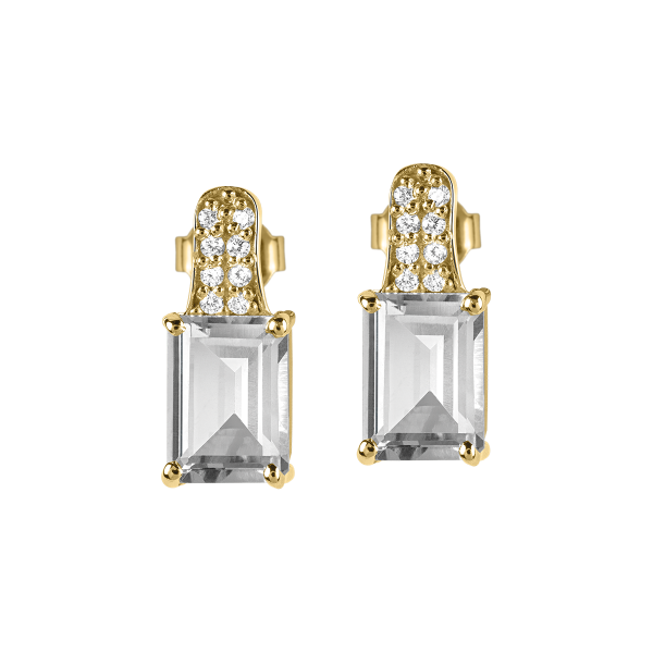 Jacques Lemans - Damen Ohrstecker Sterlingsilber vergoldet mit White Topaz - SE-O114F
