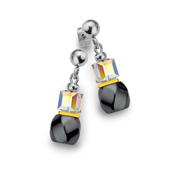 CEM ST8-004 Edelstahl Ohrhänger Hämatit Damen Swarovski Kristall